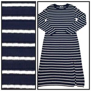 NWT GAP Women's Navy White Striped Ribbed Knit Sweater Dress XL Long Sleeve